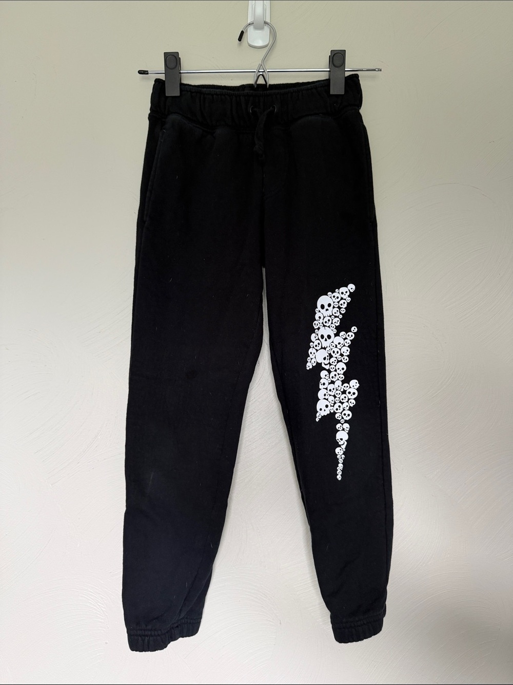 Cat & Jack Black Joggers with White Skull Lightning Graphic
